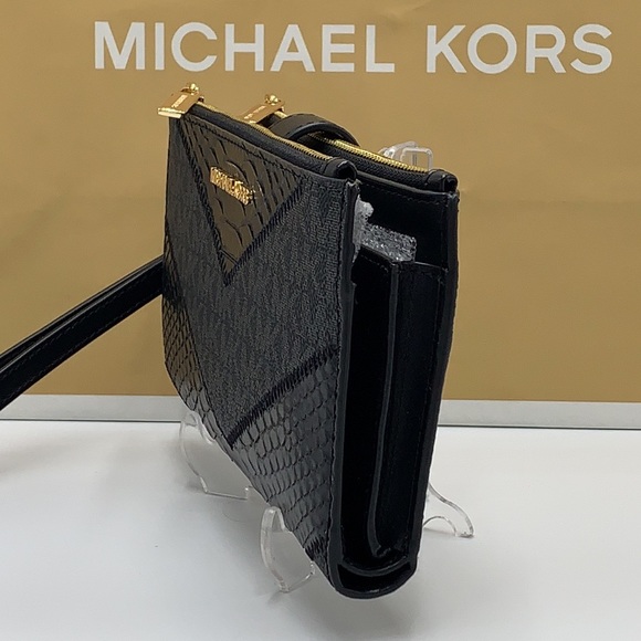 Michael Kors Large Double Zip Wristlet 
Smartphone Case Wallet Black Mul… - Picture 7 of 12